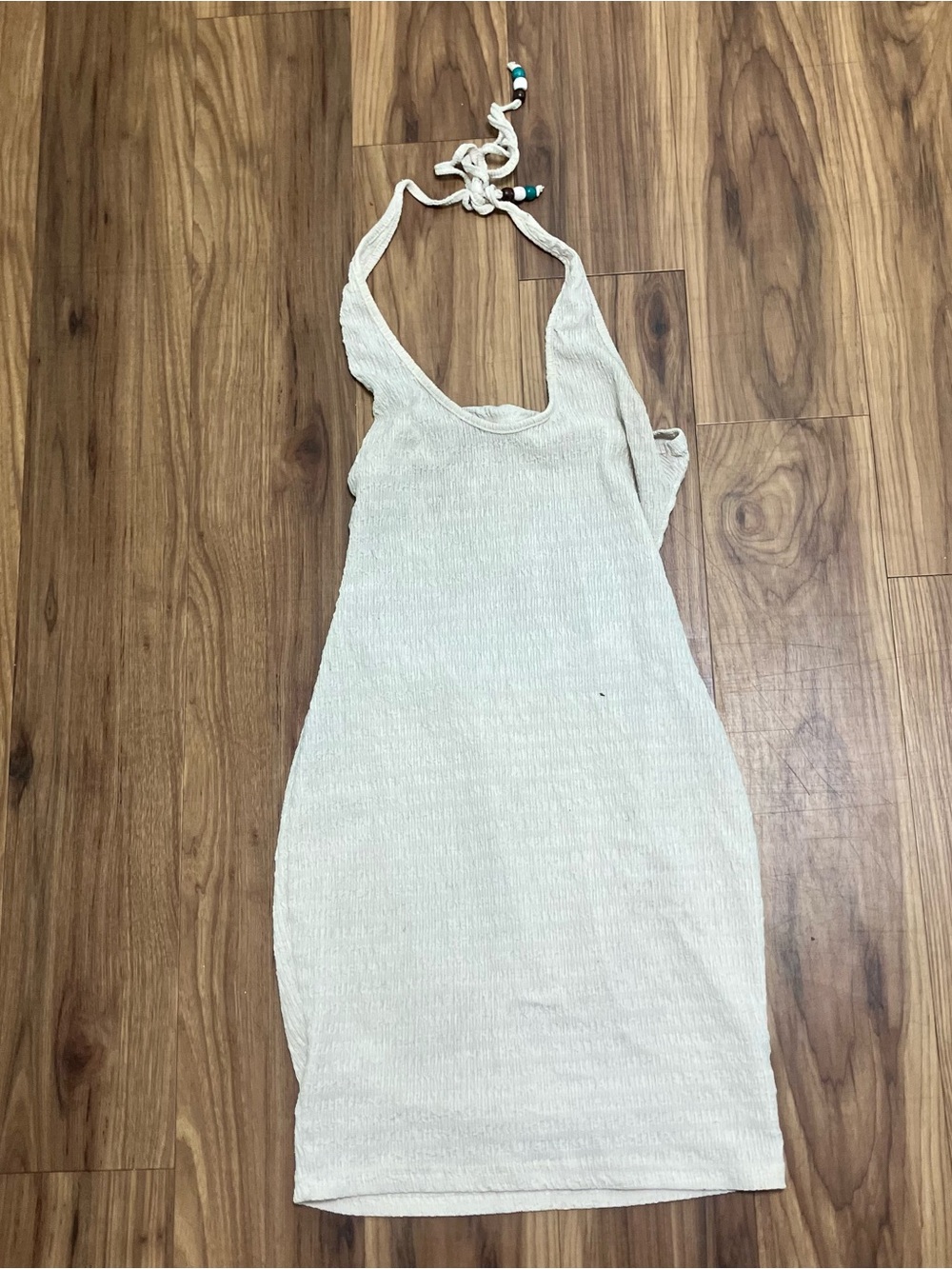 Source Unknown Cream Halter Bodycon Dress